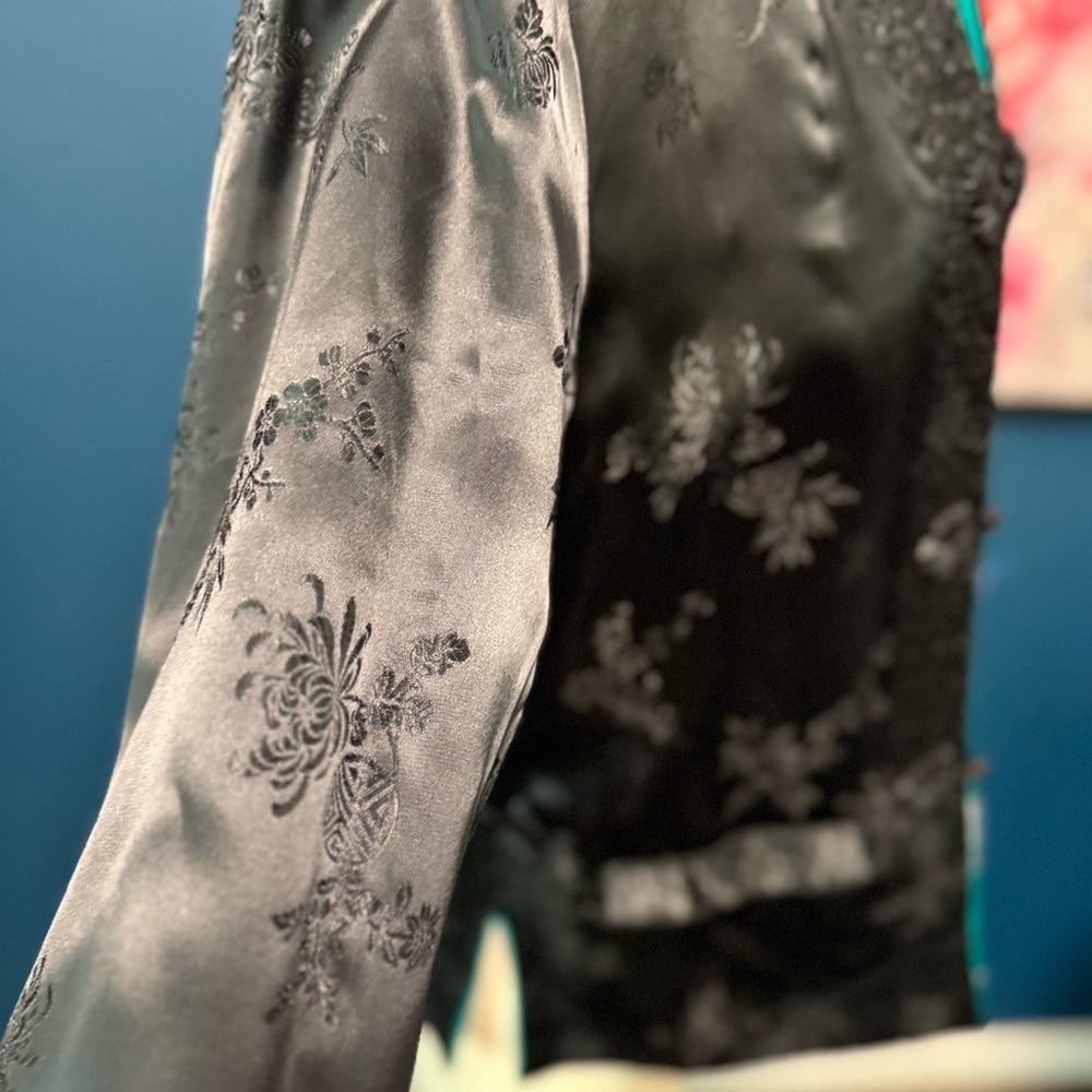 Peony Teal/Black Reversible Floral Women's Jacket M - Picture 5 of 9